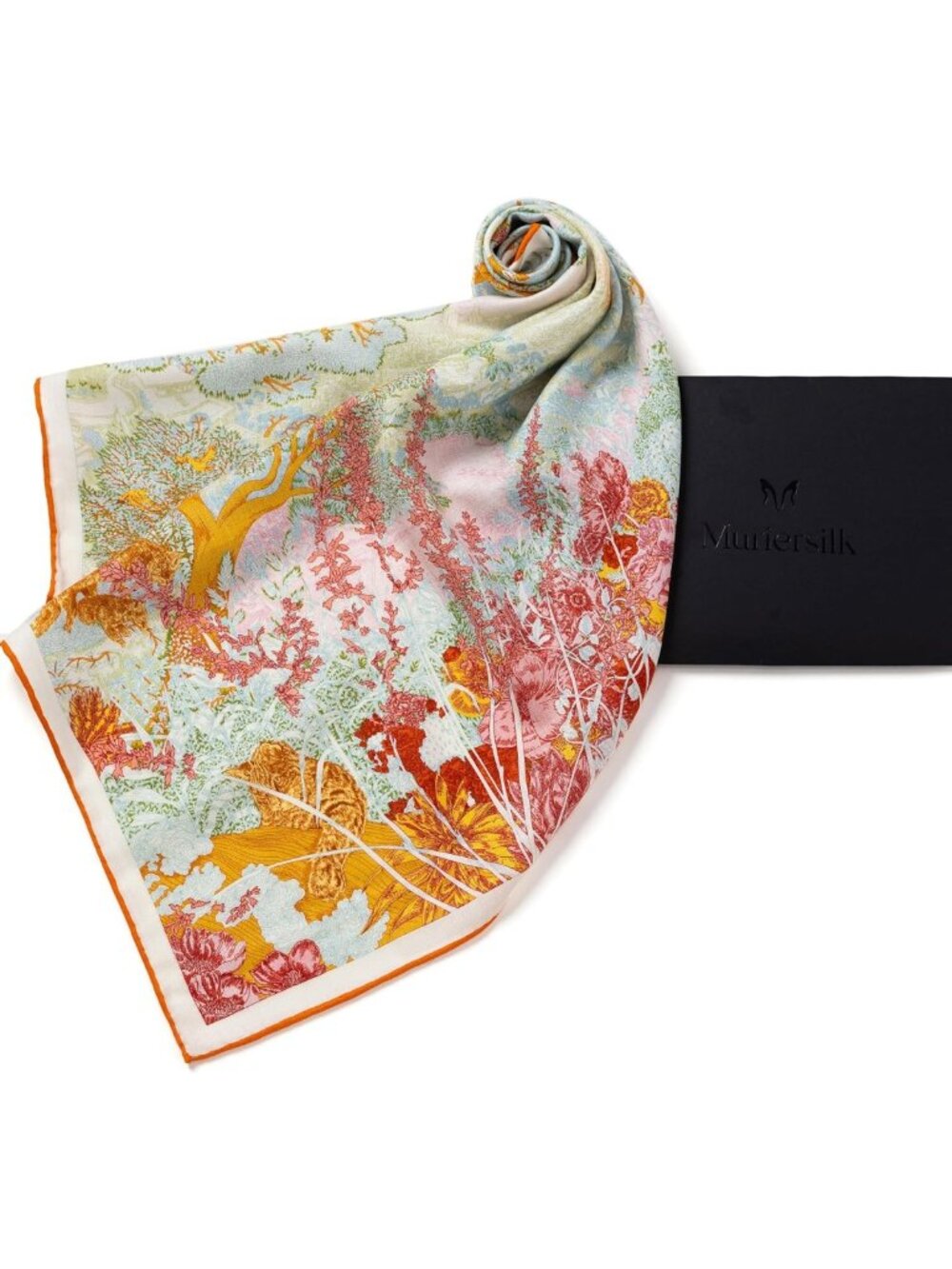25.6” Reversible Silk Wool Blend Scarf - Hand-Rolled Neckerchief for Travel